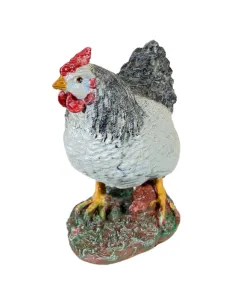 Gallina bianca e nera testa alta per statue da 28-30 cm