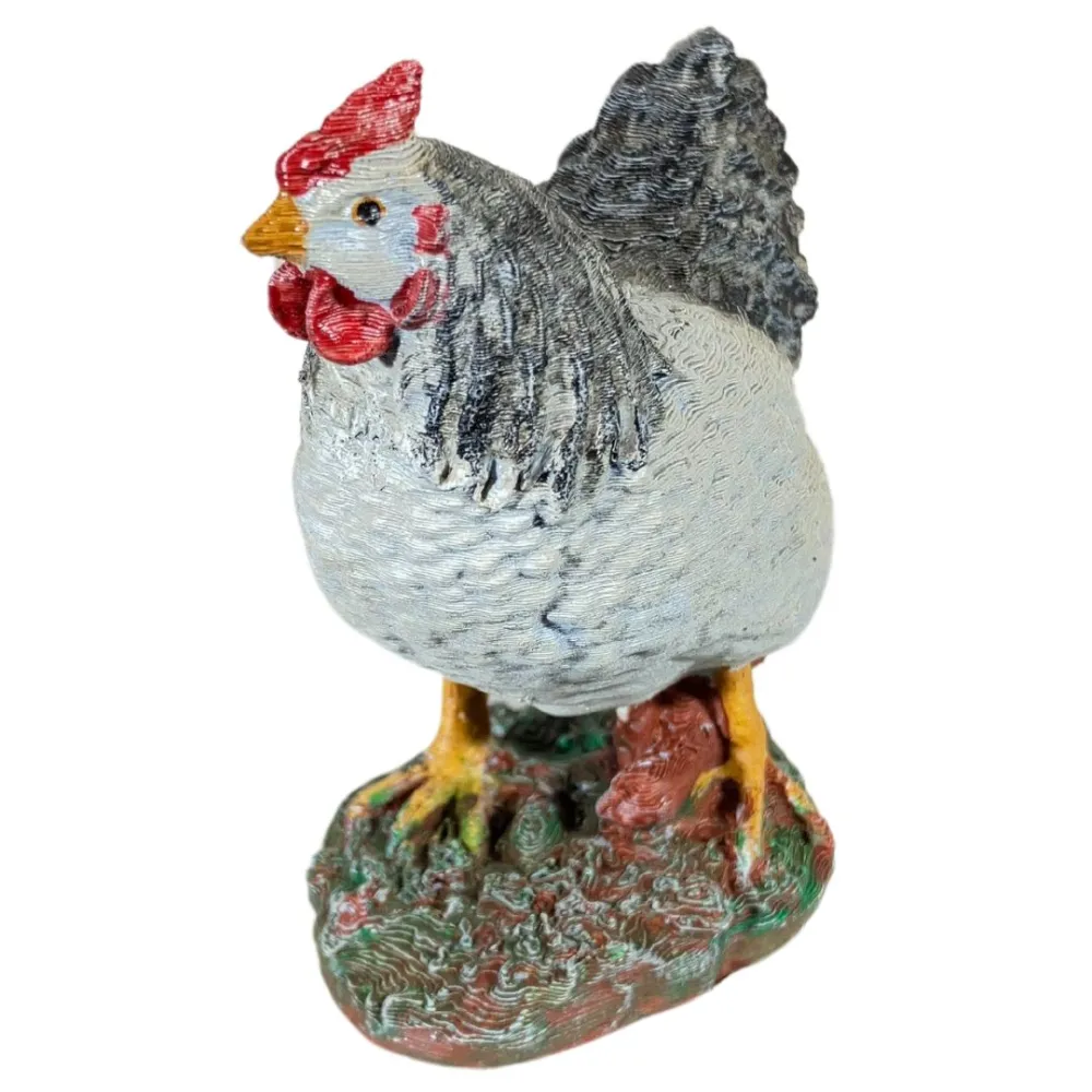 Gallina bianca e nera testa alta per statue da 28-30 cm