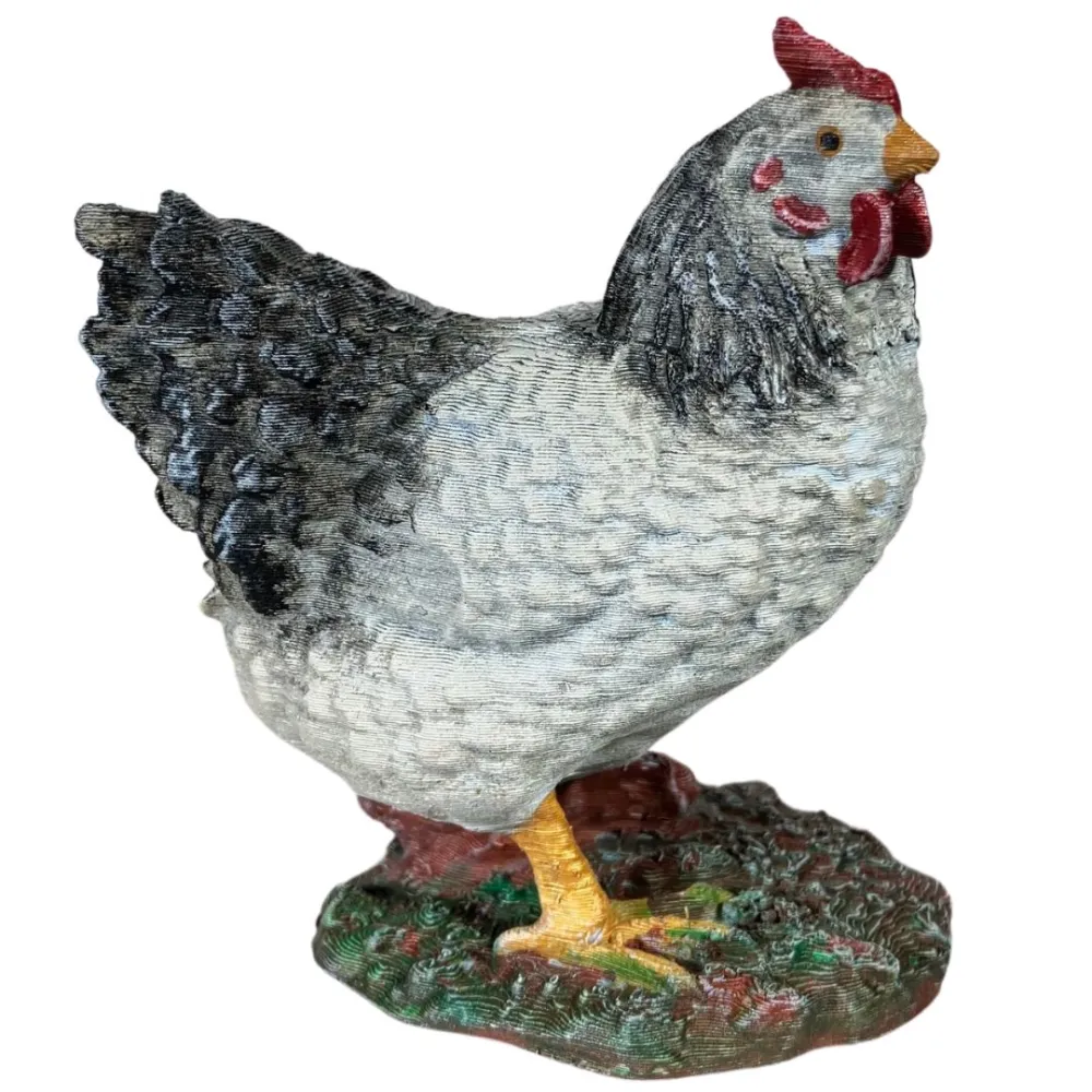 Gallina bianca e nera testa alta per statue da 28-30 cm