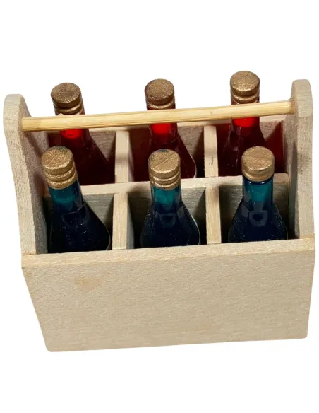 Wooden Crate with 6 Bottles for 30 cm Nativity Figures