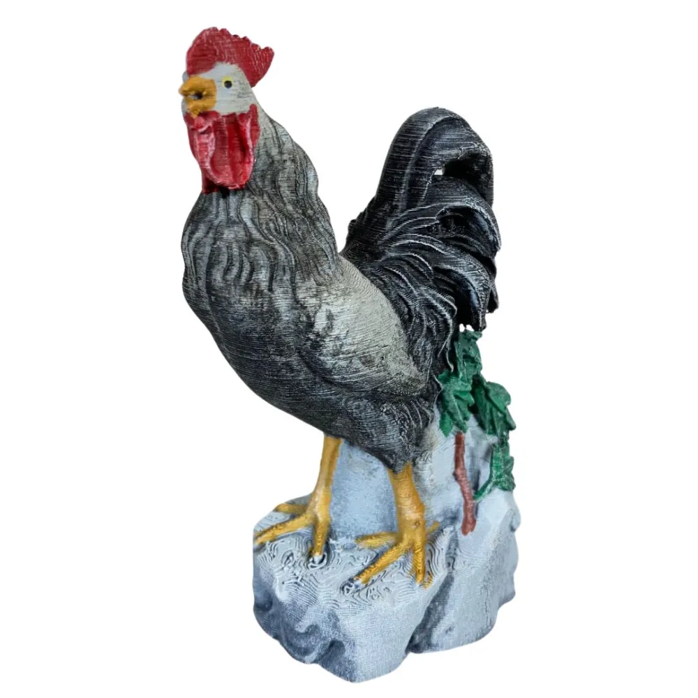 3D-Printed Black and White Crowing Rooster for 28–30 cm Nativity Figures