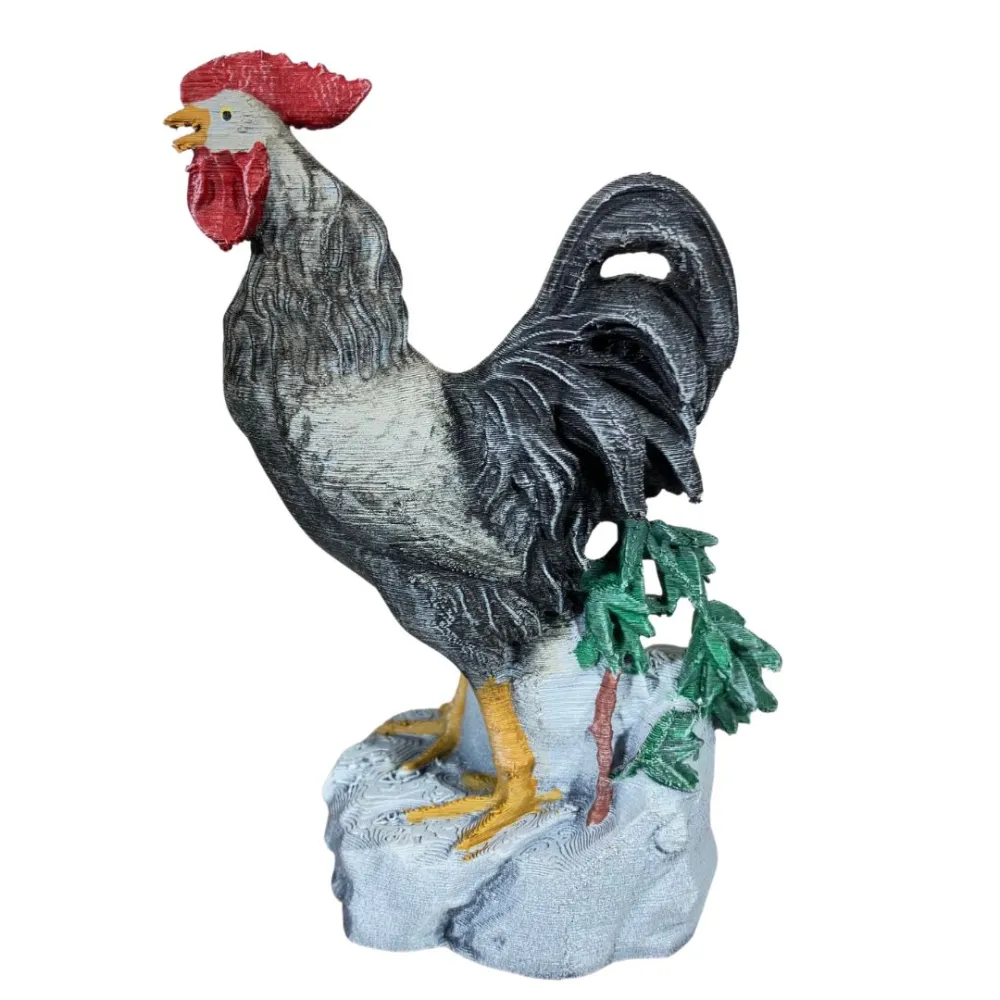 Gallo che canta bianco e nero per statue da 28-30 cm