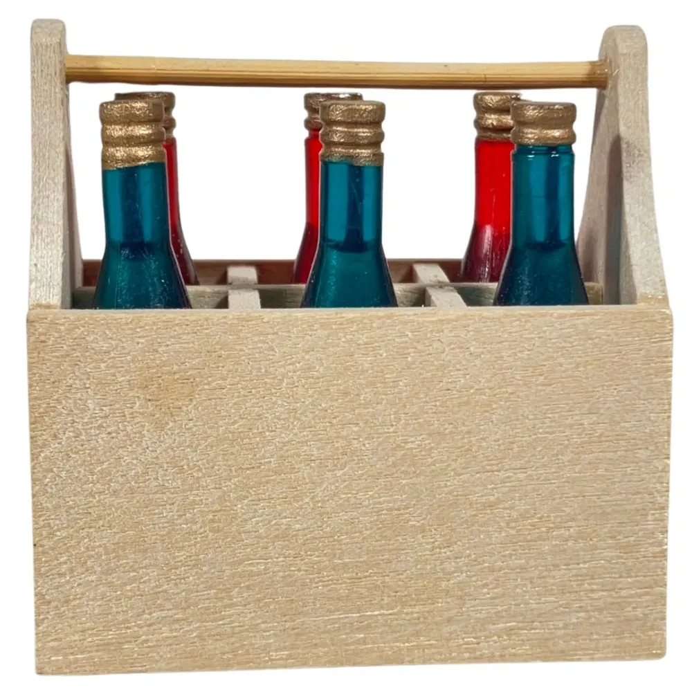 Wooden Crate with 6 Bottles for 30 cm Nativity Figures