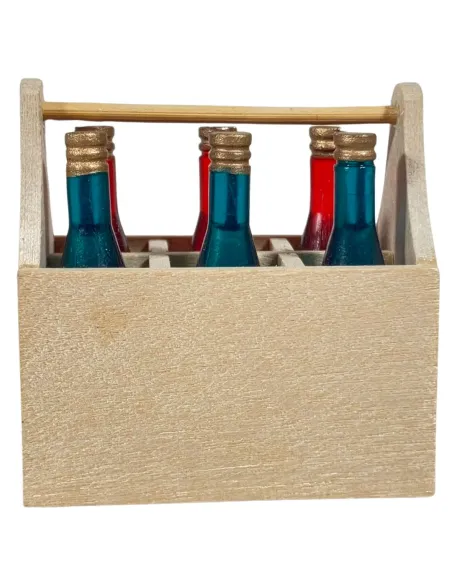 Wooden Crate with 6 Bottles for 30 cm Nativity Figures