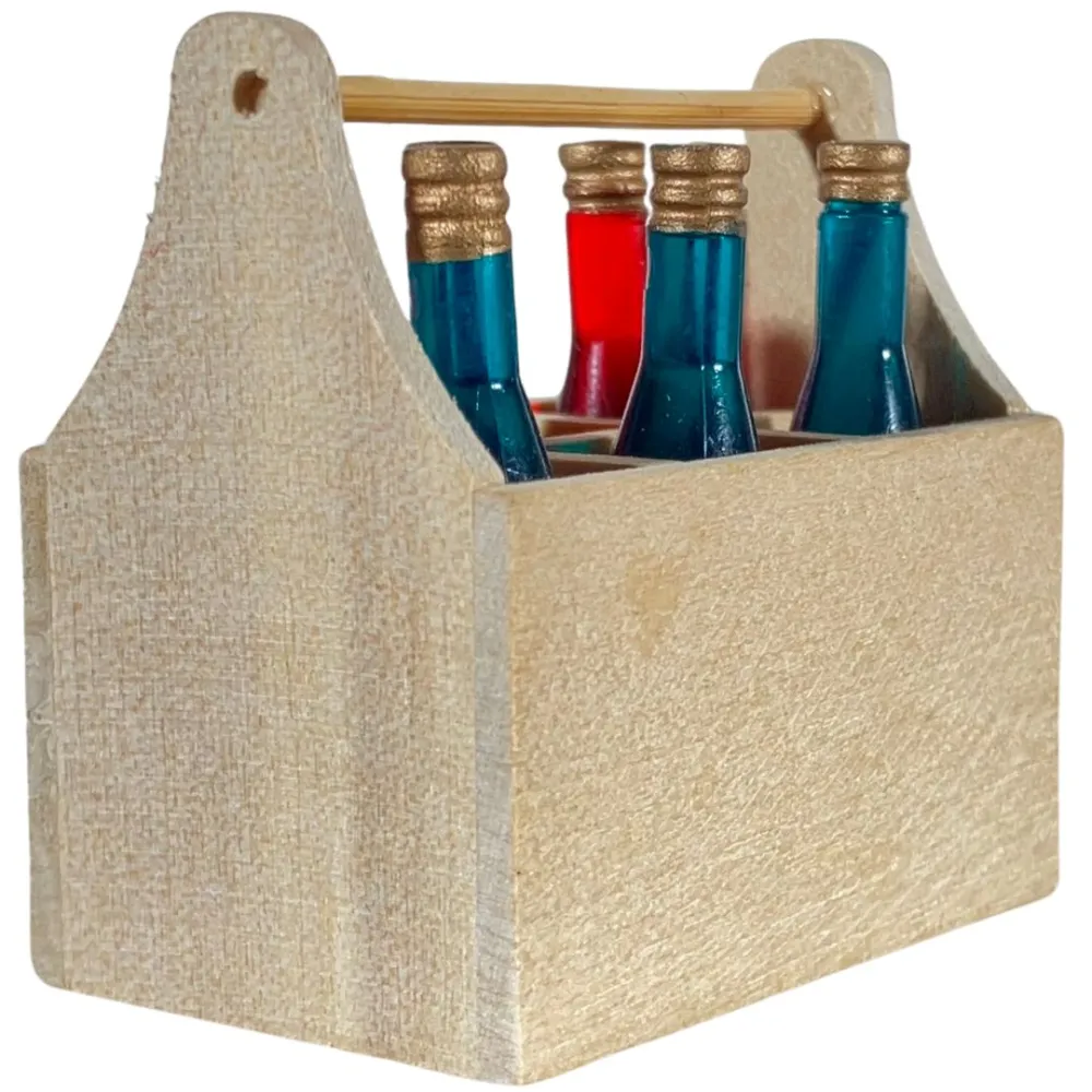 Wooden Crate with 6 Bottles for 30 cm Nativity Figures