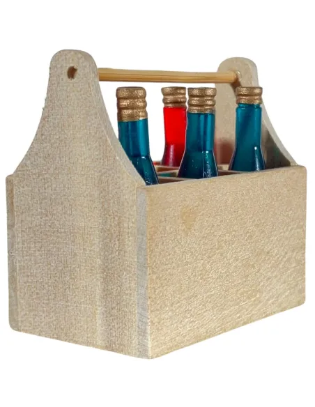 Wooden Crate with 6 Bottles for 30 cm Nativity Figures