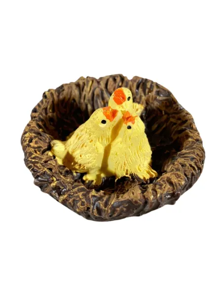 Nido con pulcini in resina per statue da 15-20 cm