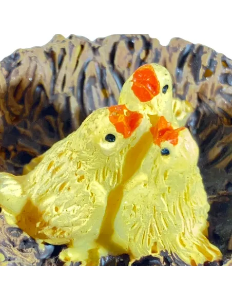 Nido con pulcini in resina per statue da 15-20 cm