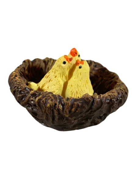 Nido con pulcini in resina per statue da 15-20 cm