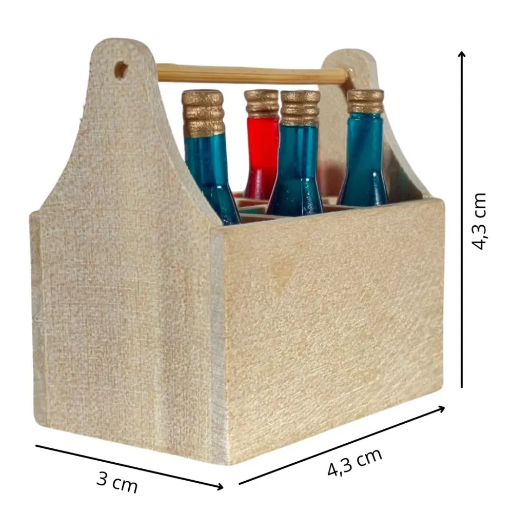 Wooden Crate with 6 Bottles for 30 cm Nativity Figures