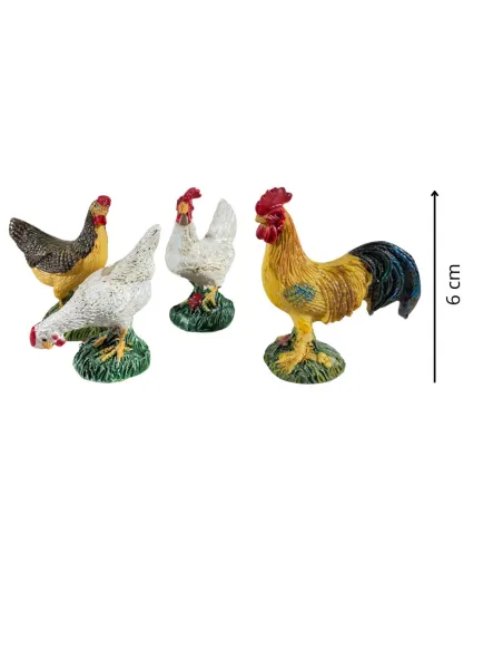 Set 4 animali da cortile in resina per statue da 20 cm