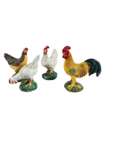 Set 4 animali da cortile in resina per statue da 20 cm