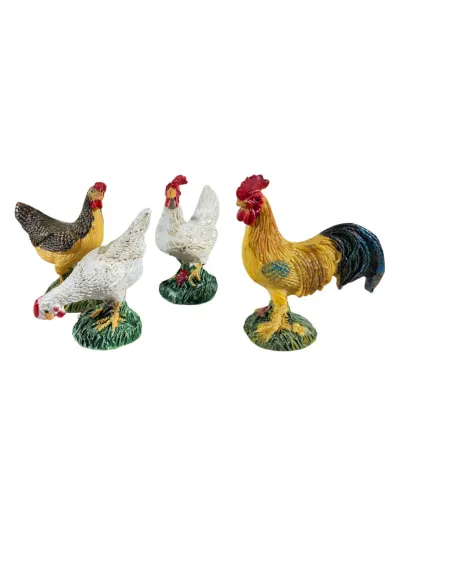 Set 4 animali da cortile in resina per statue da 20 cm