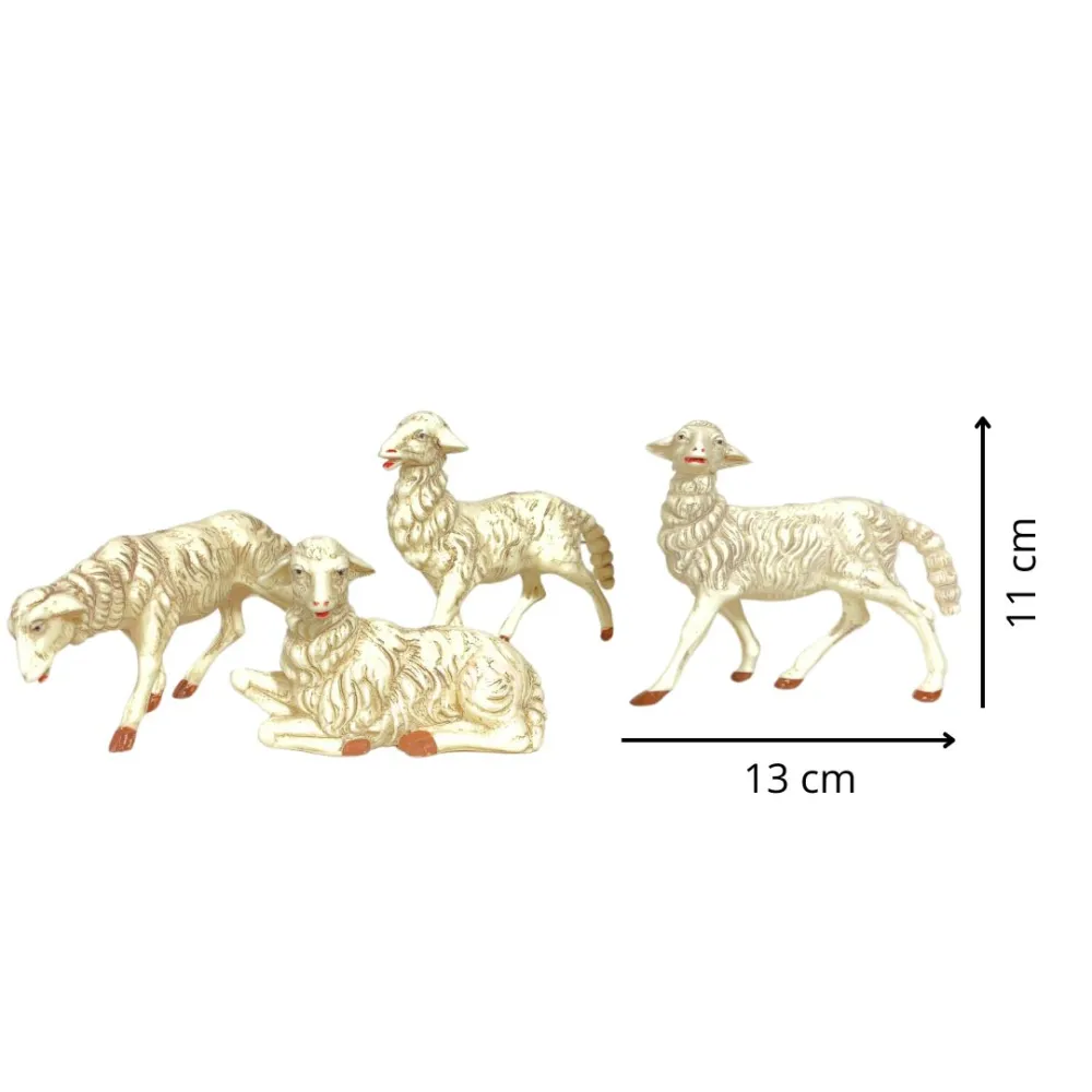 Set of Four PVC Sheep for 25 cm Nativity Figures