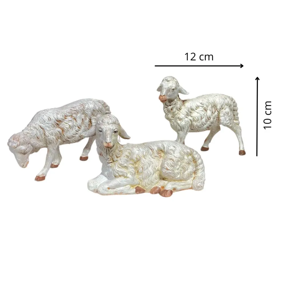 Set of Three PVC Sheep for 30 cm Nativity Figures
