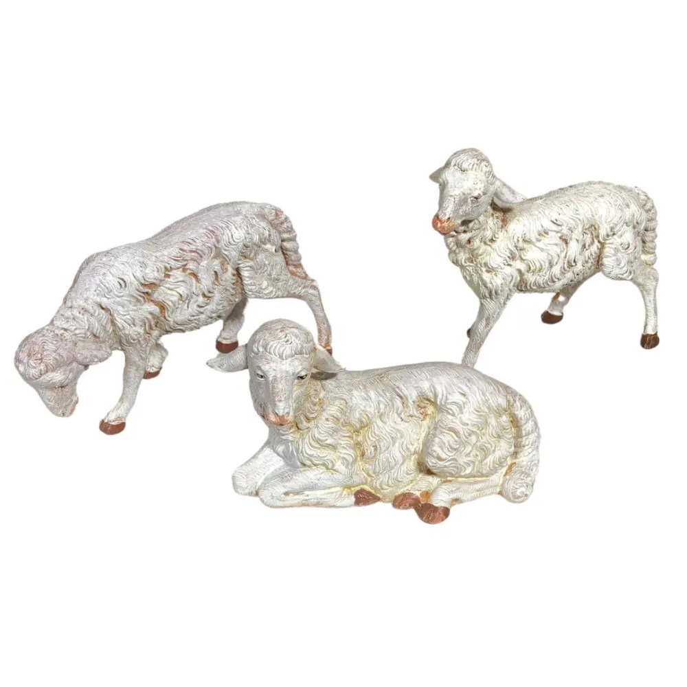Set of Three PVC Sheep for 30 cm Nativity Figures
