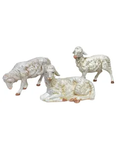 Set of Three PVC Sheep for 30 cm Nativity Figures