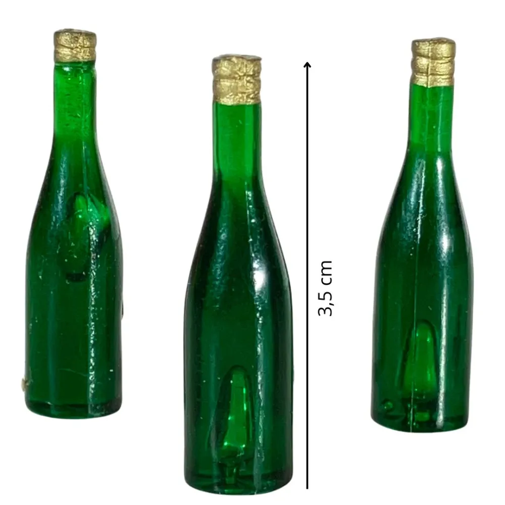 Set of 3 Green Glass Bottles for 30 cm Nativity Figures