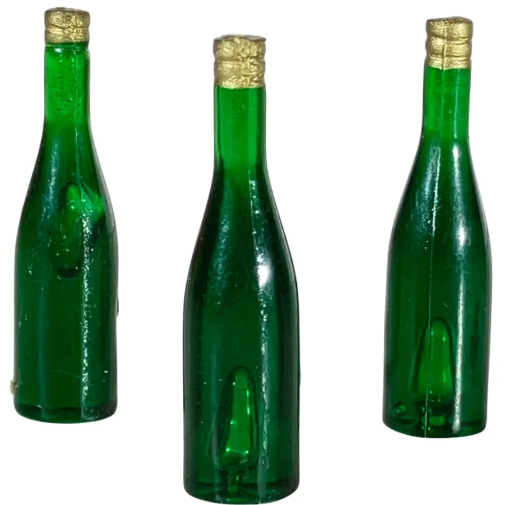 Set of 3 Green Glass Bottles for 30 cm Nativity Figures
