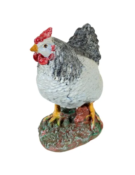 Gallina bianca e nera testa alta per statue da 20-25 cm