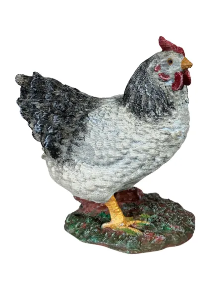 3D-Printed Black and White Hen with Raised Head for 20–25 cm Nativity Figures