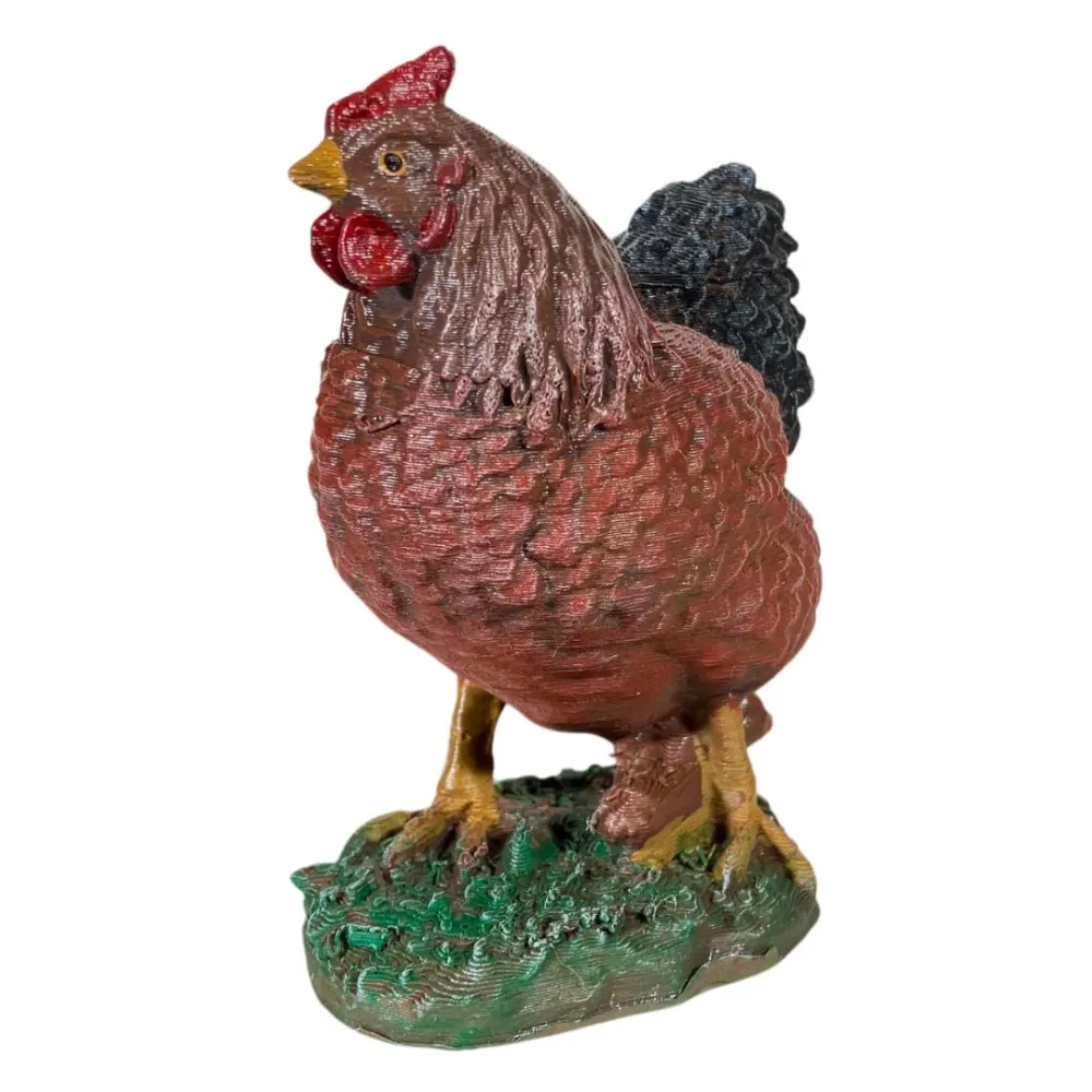 3D-Printed Brown Hen with Raised Head for 20–25 cm Nativity Figures