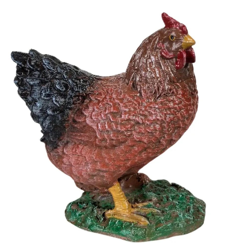 3D-Printed Brown Hen with Raised Head for 20–25 cm Nativity Figures