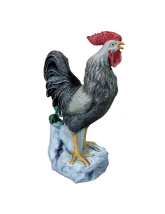 Gallo che canta bianco e nero per statue da 20-25 cm 2