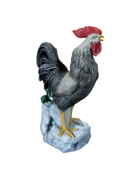 Gallo che canta bianco e nero per statue da 20-25 cm