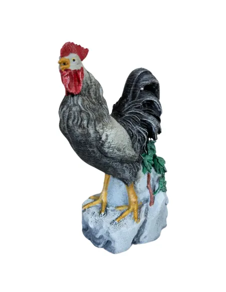 Gallo che canta bianco e nero per statue da 20-25 cm