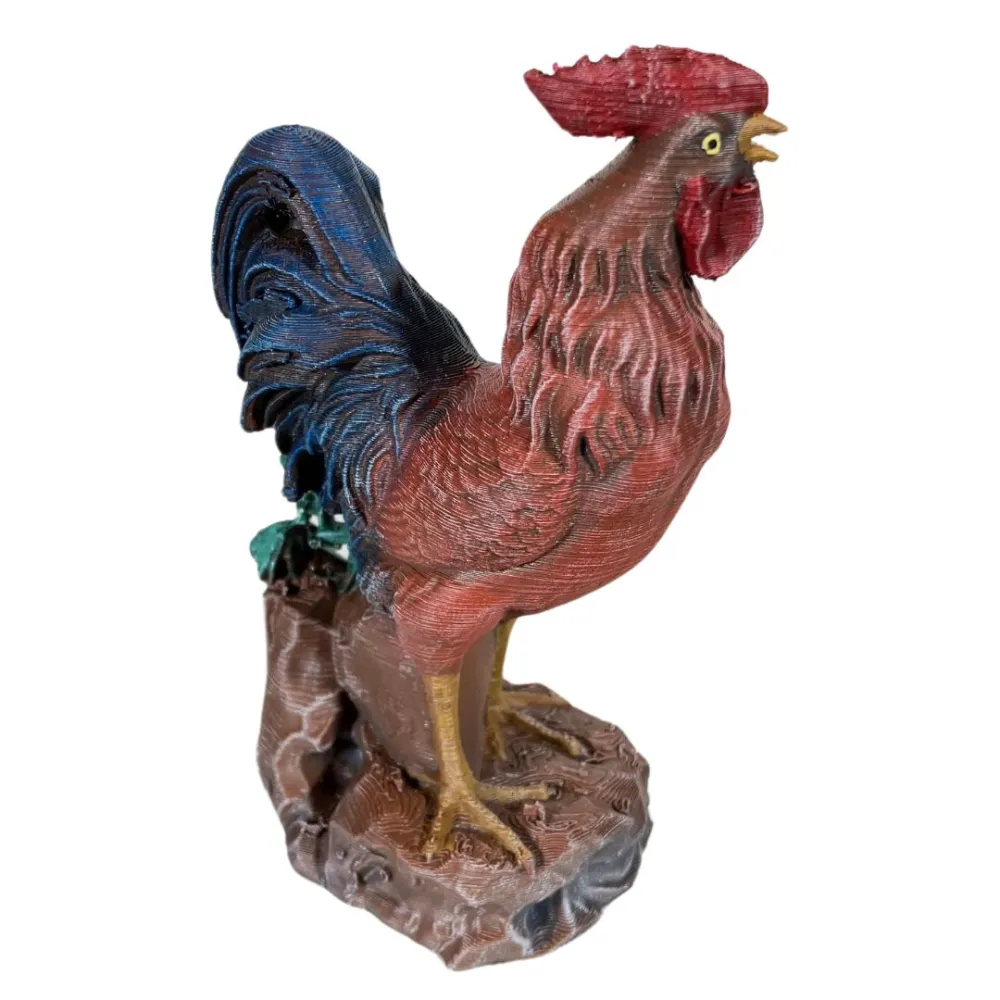 3D-Printed Brown Crowing Rooster for 20–25 cm Nativity Figures