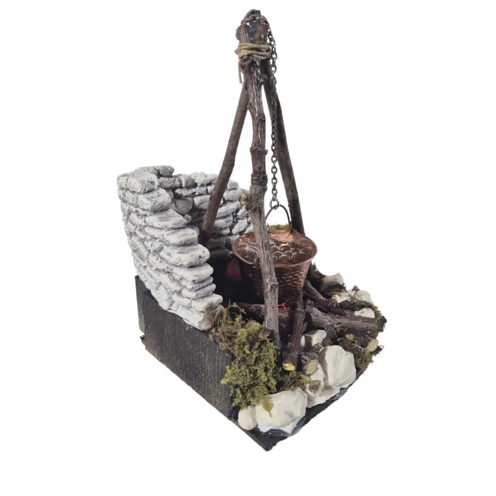 Boiling-effect cauldron for 20–30 cm Nativity figures