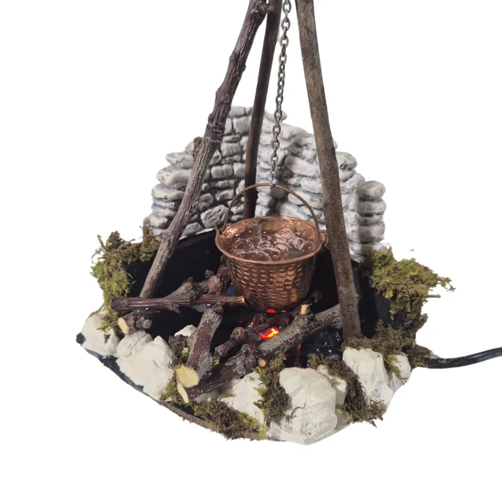 Boiling-effect cauldron for 20–30 cm Nativity figures