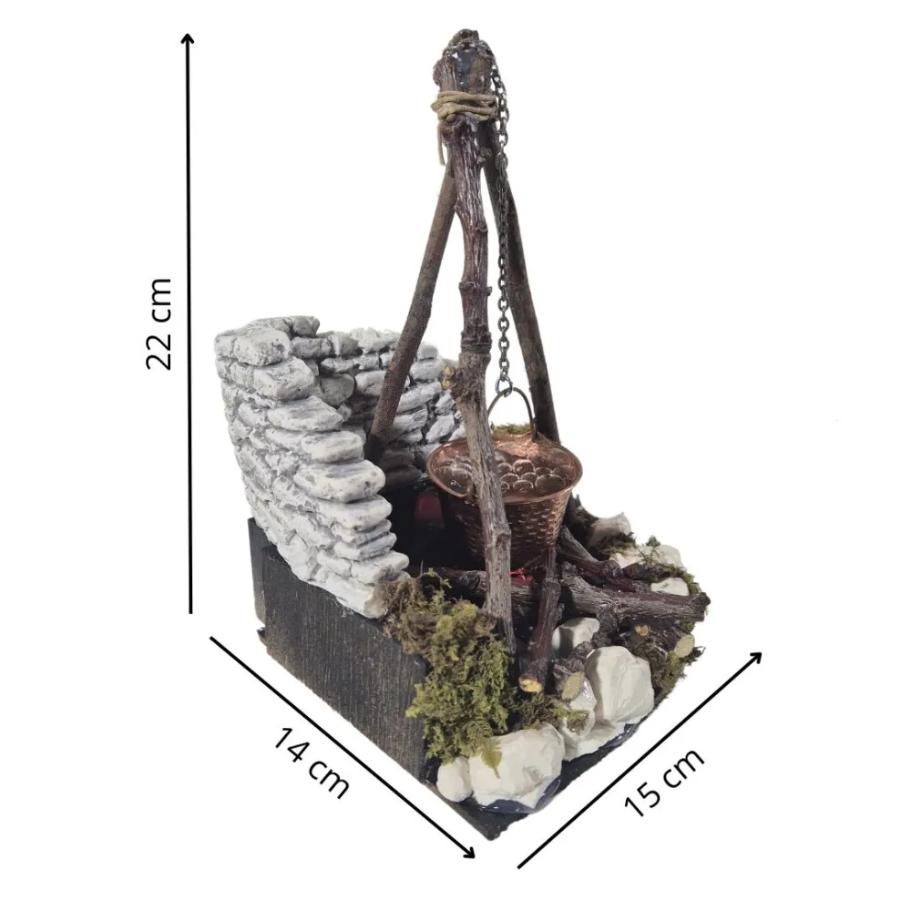 Boiling-effect cauldron for 20–30 cm Nativity figures