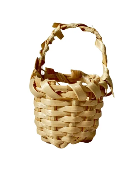 Cestino chiaro con manico in vimini per statue da 12-15 cm