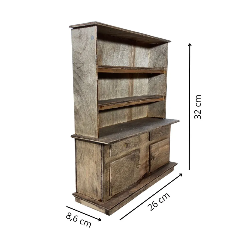 Wooden cupboard with 2 drawers and 2 doors for 30 cm Nativity figures