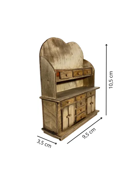 Credenza in legno a 9 cassetti e 4 sportelli per statue da 10 cm