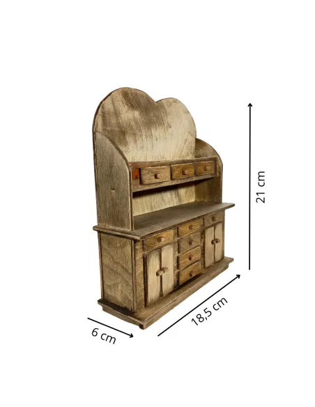 Credenza in legno a 9 cassetti e 4 sportelli per statue da 20 cm