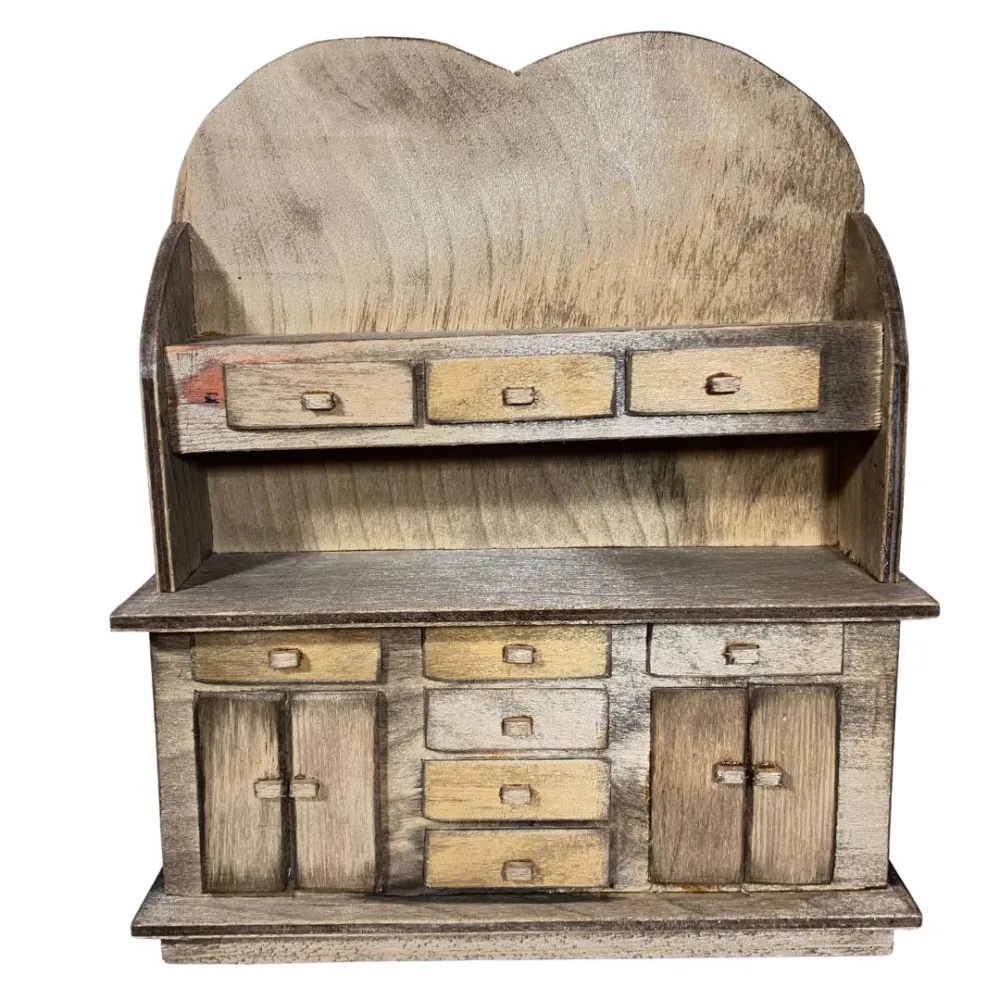 Wooden cupboard with 9 drawers and 4 doors for 20 cm Nativity figures