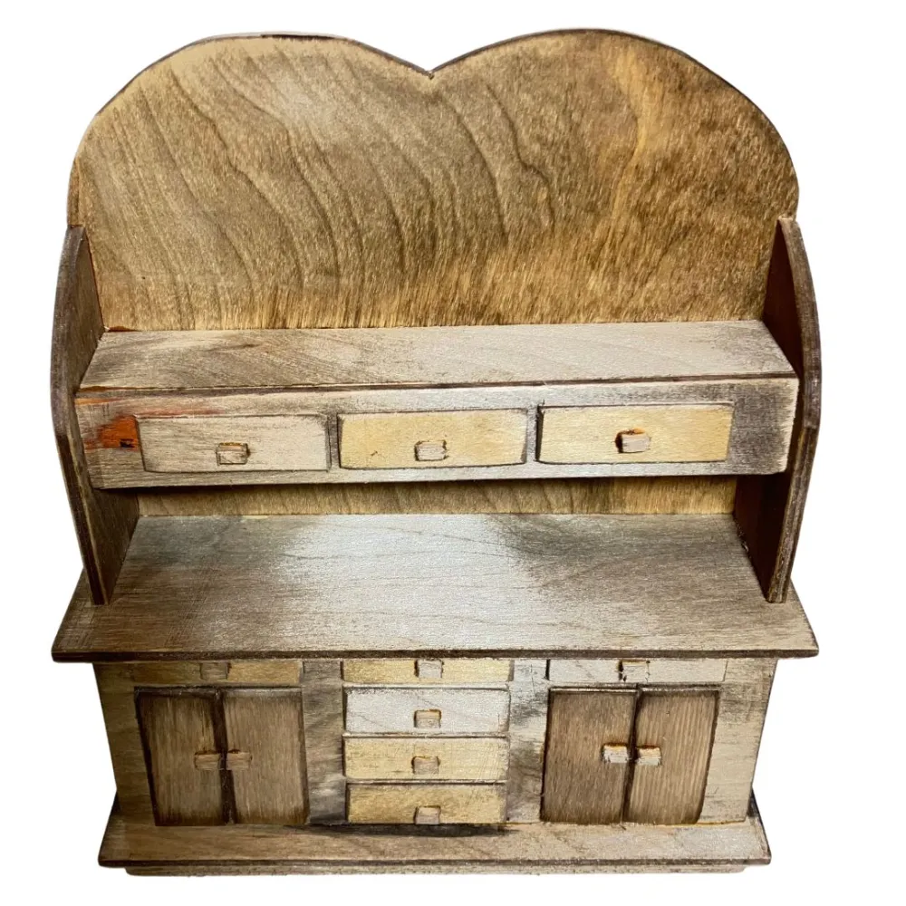 Wooden cupboard with 9 drawers and 4 doors for 20 cm Nativity figures