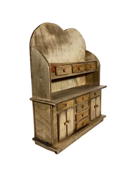 Credenza in legno a 9 cassetti e 4 sportelli per statue da 20 cm