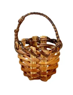 Two-Tone Wicker Basket with Handle for 15 cm Nativity Figures