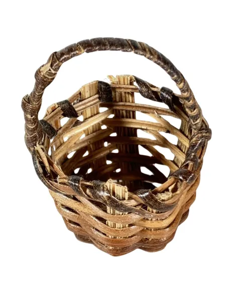 Two-Tone Wicker Basket with Handle for 15 cm Nativity Figures