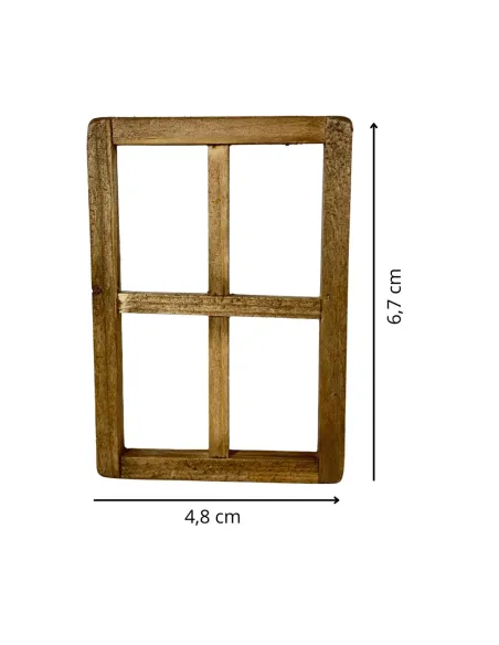 Finestra in legno con finto vetro per statue da 15 cm