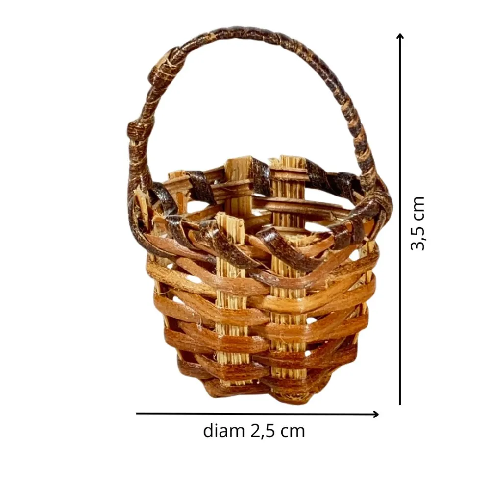 Two-Tone Wicker Basket with Handle for 15 cm Nativity Figures