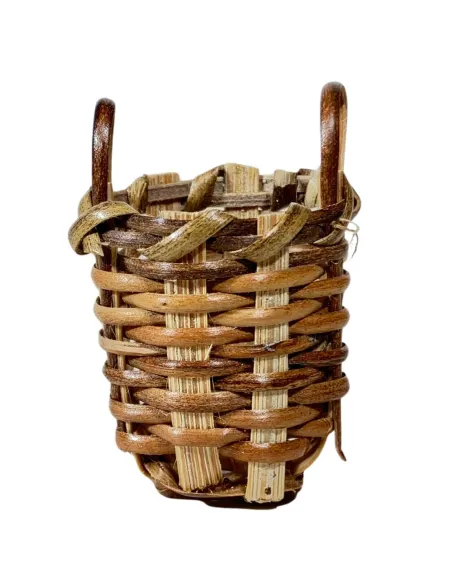 Cestino doppio manico scuro in vimini per statue da 15-20 cm