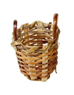 Dark Double-Handled Wicker Basket for 15–20 cm Nativity Figures