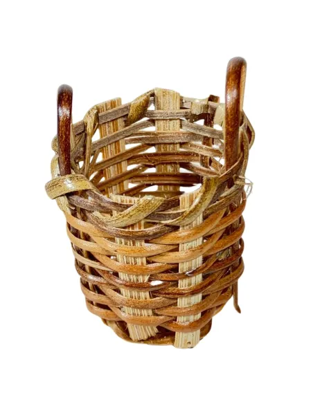 Cestino doppio manico scuro in vimini per statue da 15-20 cm