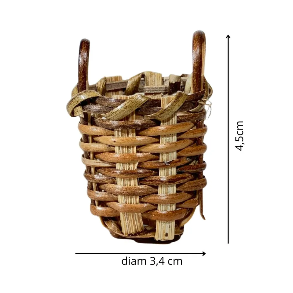 Dark Double-Handled Wicker Basket for 15–20 cm Nativity Figures