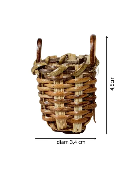 Cestino doppio manico scuro in vimini per statue da 15-20 cm